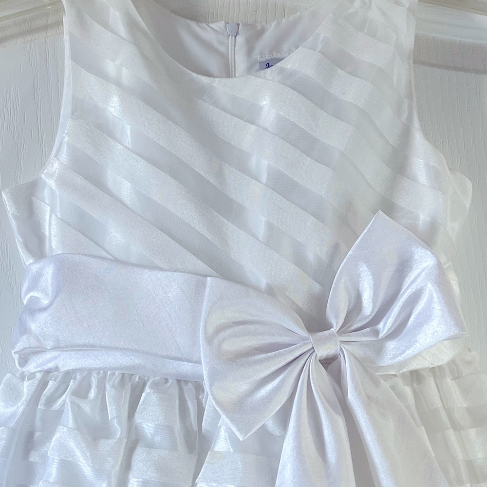 Elegant White Kids Dress with Bow for communion or flower girl dress - Picture 2 of 6